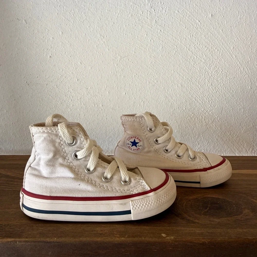 Lot of 2 Converse Chuck Taylor All Star Toddler Sneakers White Size 4 High Low